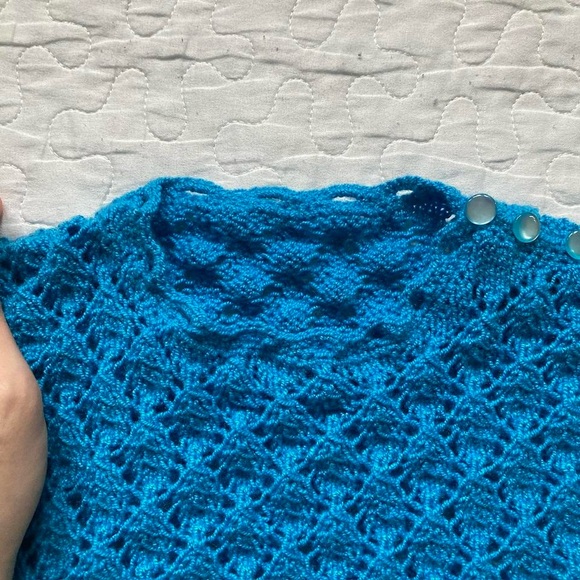 Vintage 70s Crochet Balloon Sleeve Sweater 🦋 - Picture 4 of 7